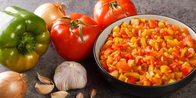 chopped vegetables in a traditional sofrito